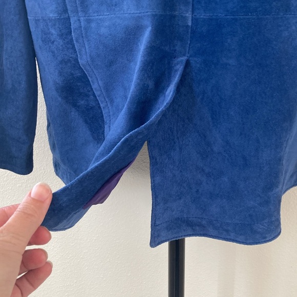 VINTAGE | Blue Suede 💙Leather Double Breasted Jacket Women’s Large - Picture 6 of 16